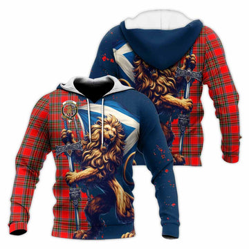 Binning Tartan Family Crest Knitted Hoodie with Scottish Majestic Lion