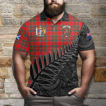 Binning Crest Tartan Polo Shirt with New Zealand Silver Fern Half Style