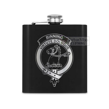 Binning Crest Hip Flask Set 7oz Black Stainless Steel with A Gift Box