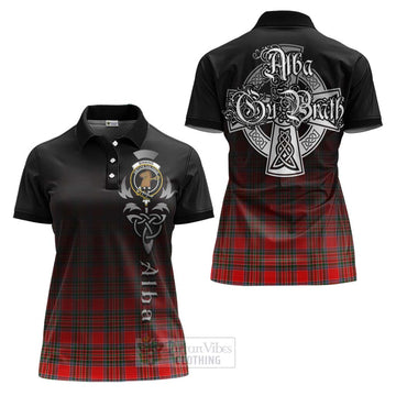 Binning Tartan Women's Polo Shirt Featuring Alba Gu Brath Family Crest Celtic Inspired