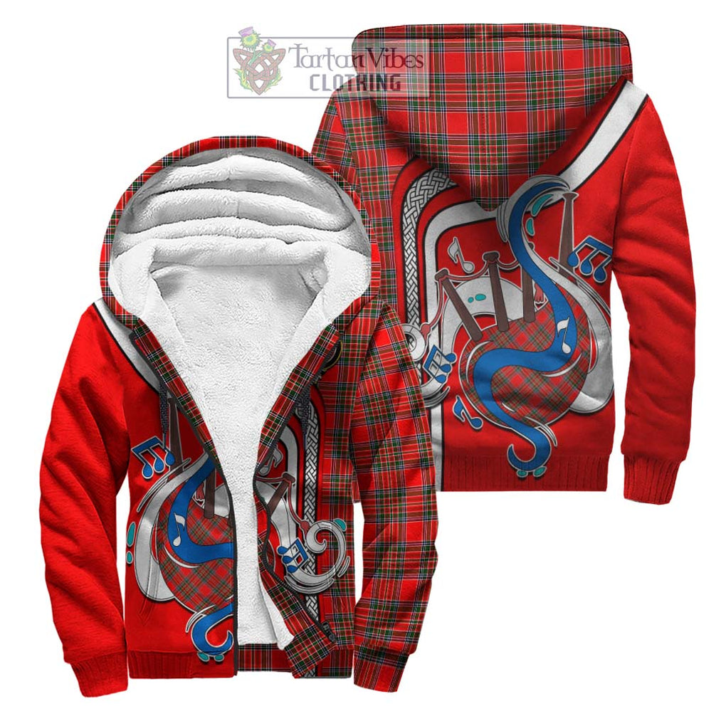 Binning Tartan Sherpa Hoodie with Epic Bagpipe Style Unisex S - Tartanvibesclothing Shop