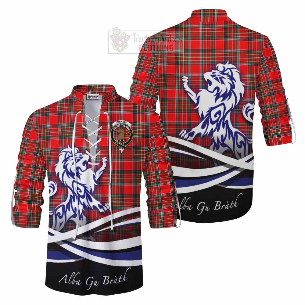 Tartan Vibes Clothing Binning Tartan Ghillie Kilt Shirt with Alba Gu Brath Regal Lion Emblem