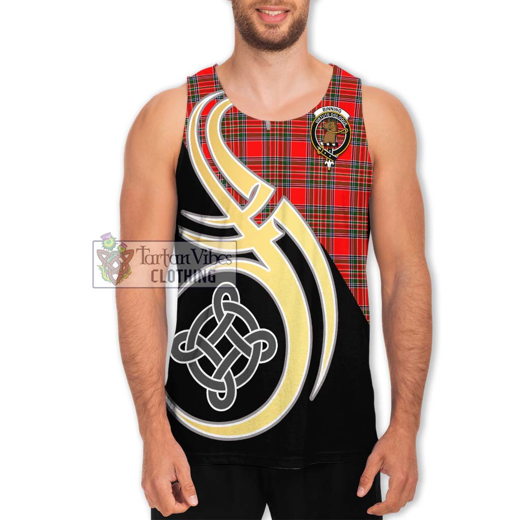 Binning Tartan Men's Tank Top with Family Crest and Celtic Symbol Style Men - Tartan Vibes Clothing