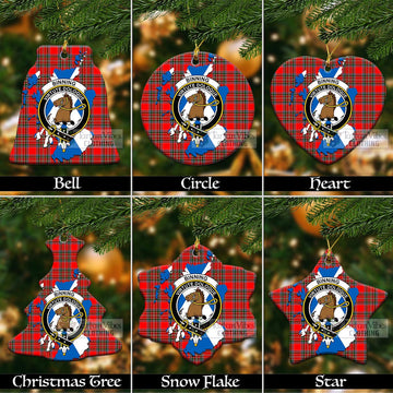 Binning Tartan Christmas Ornament with Family Crest and Scotland Map