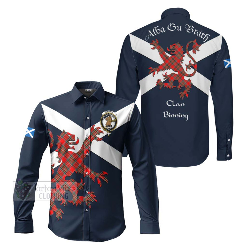 Tartan Vibes Clothing Binning Tartan Lion Rampant Long Sleeve Button Shirt – Proudly Display Your Heritage with Alba Gu Brath and Clan Name