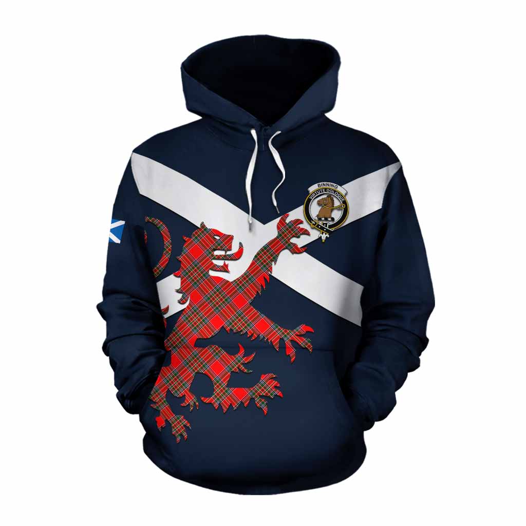 Tartan Vibes Clothing Binning Tartan Lion Rampant Cotton Hoodie Proudly Display Your Heritage with Alba Gu Brath and Clan Name