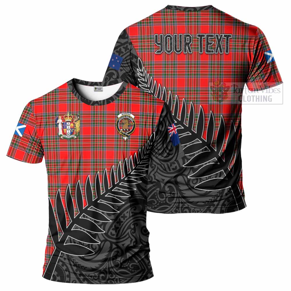 Tartan Vibes Clothing Binning Crest Tartan T-Shirt with New Zealand Silver Fern Half Style