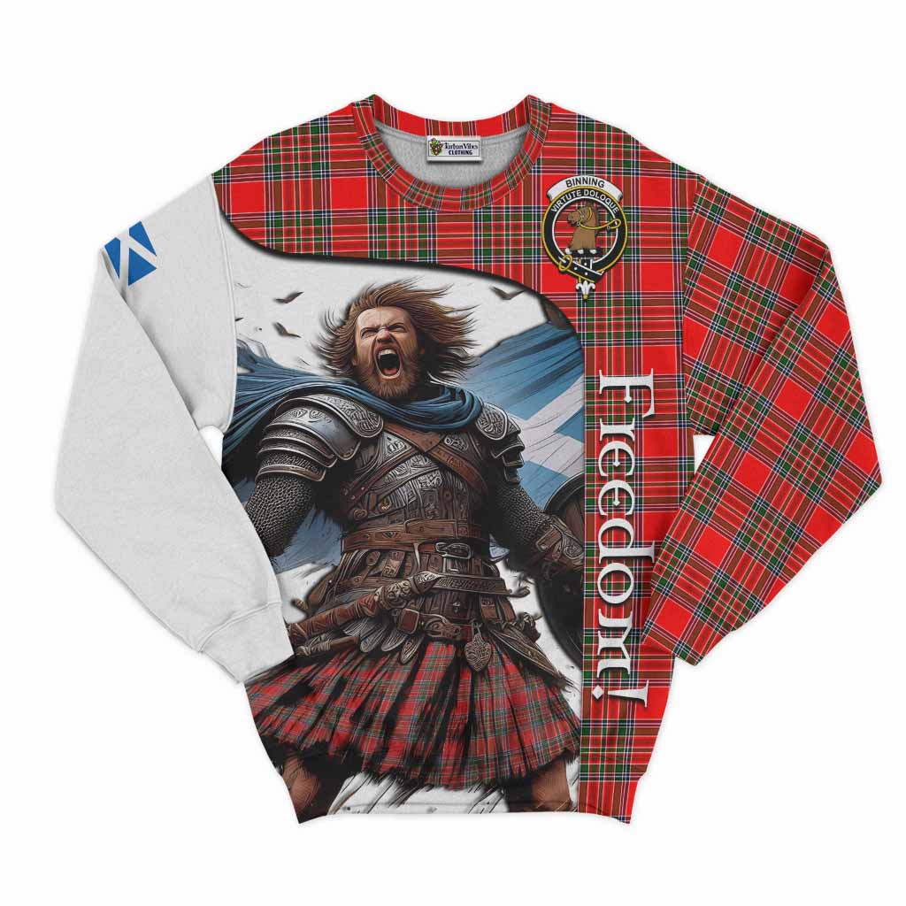 Tartan Vibes Clothing Binning Crest Tartan Sweatshirt Inspired by the Freedom of Scottish Warrior