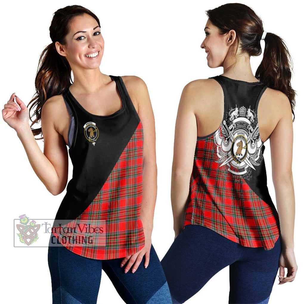 Binning Tartan Women's Racerback Tanks with Family Crest and Military Logo Style 4XL - Tartanvibesclothing Shop