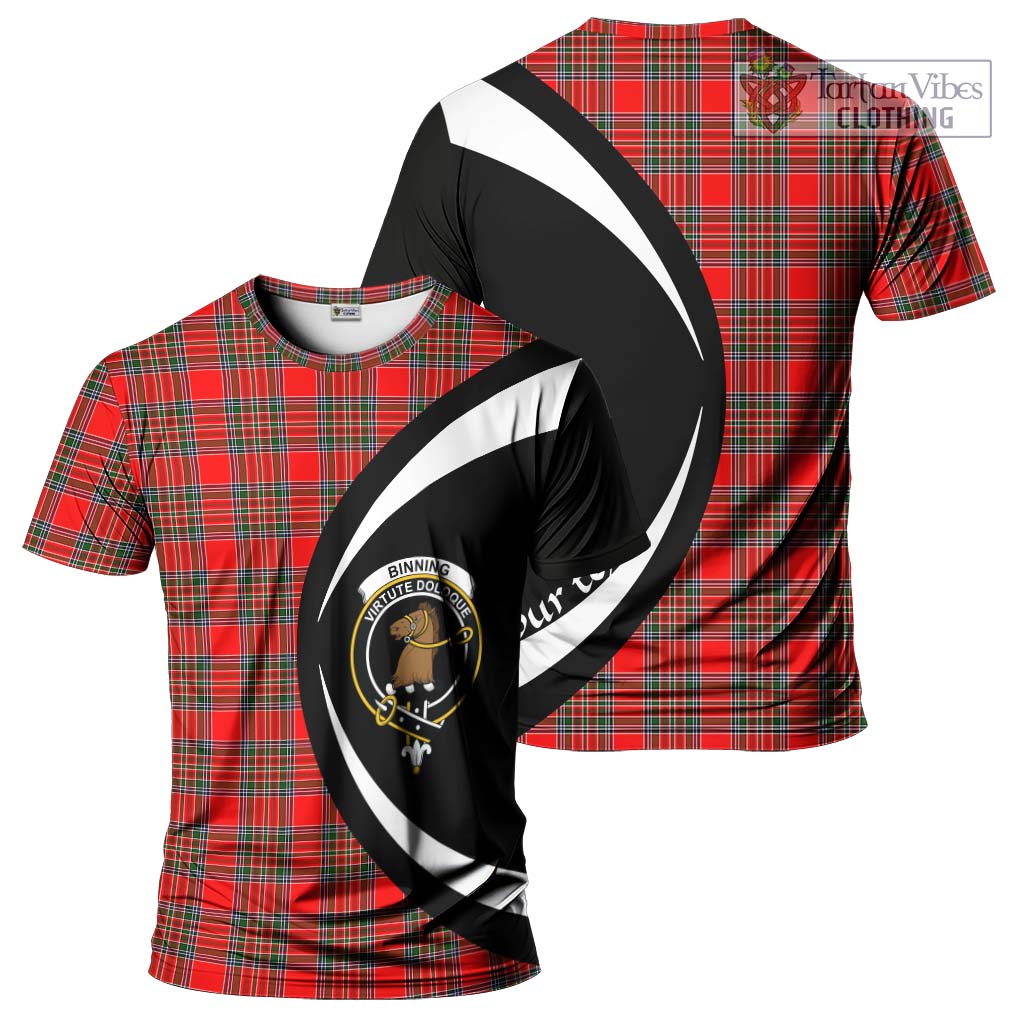 Binning Tartan T-Shirt with Family Crest Circle Style Kid's Shirt - Tartan Vibes Clothing