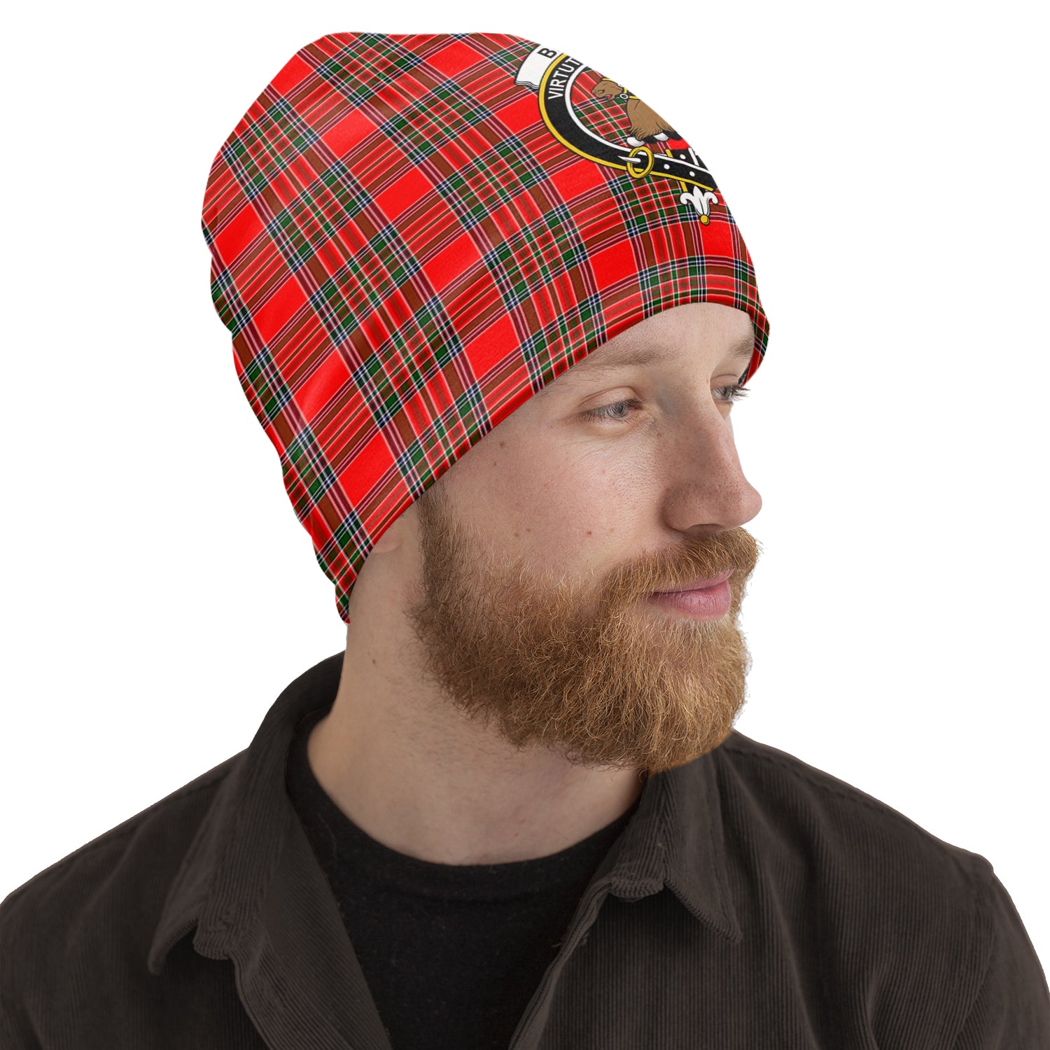 Binning Tartan Beanies Hat with Family Crest One Size 22 inches 15.5 inches - Tartanvibesclothing