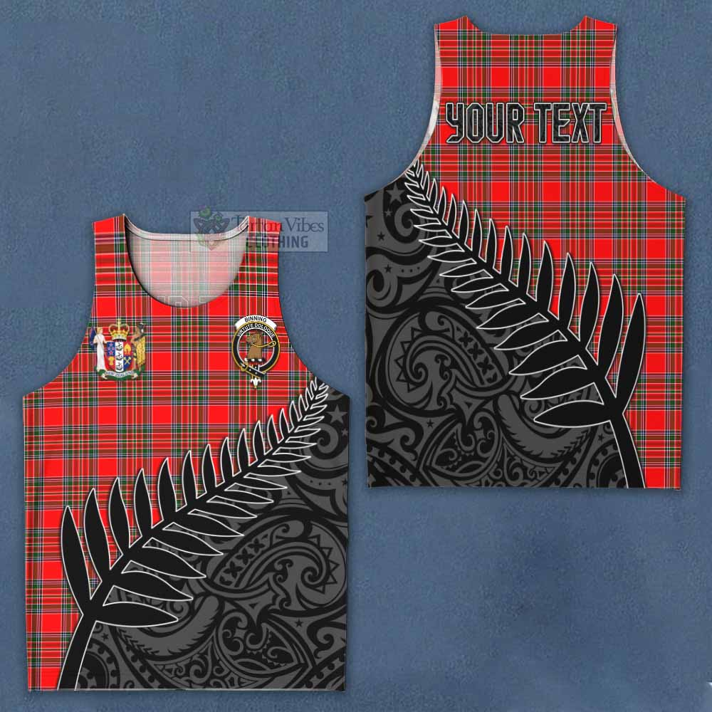 Tartan Vibes Clothing Binning Crest Tartan Men's Tank Top with New Zealand Silver Fern Half Style