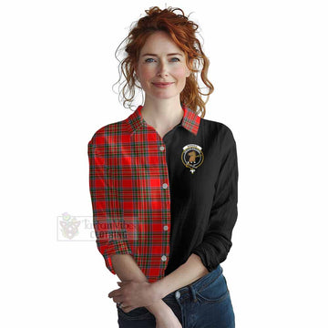 Binning Tartan Women's Casual Shirt with Family Crest and Half Of Me Style