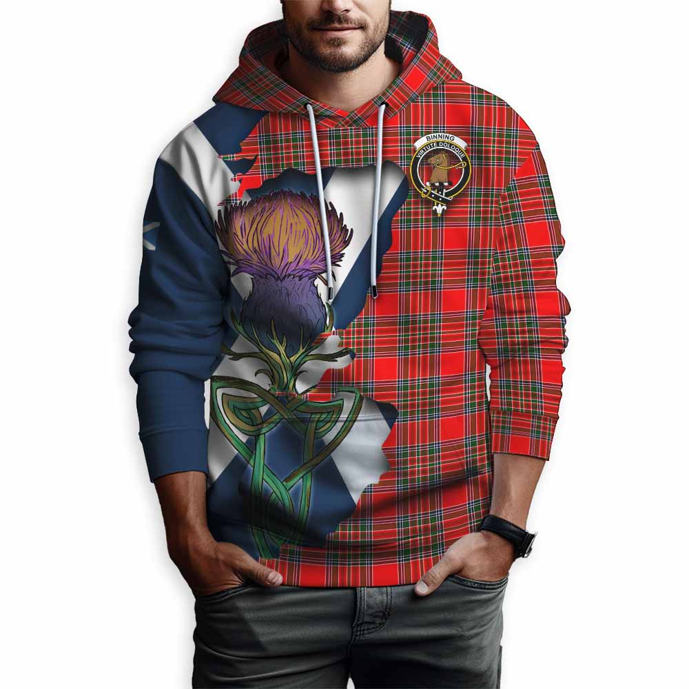 Binning Tartan Family Crest Hoodie Scottish Thistle Celtic Inspired Pullover Hoodie - Tartan Vibes Clothing