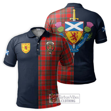 Binning Tartan Polo Shirt Alba with Scottish Lion Royal Arm Half Style