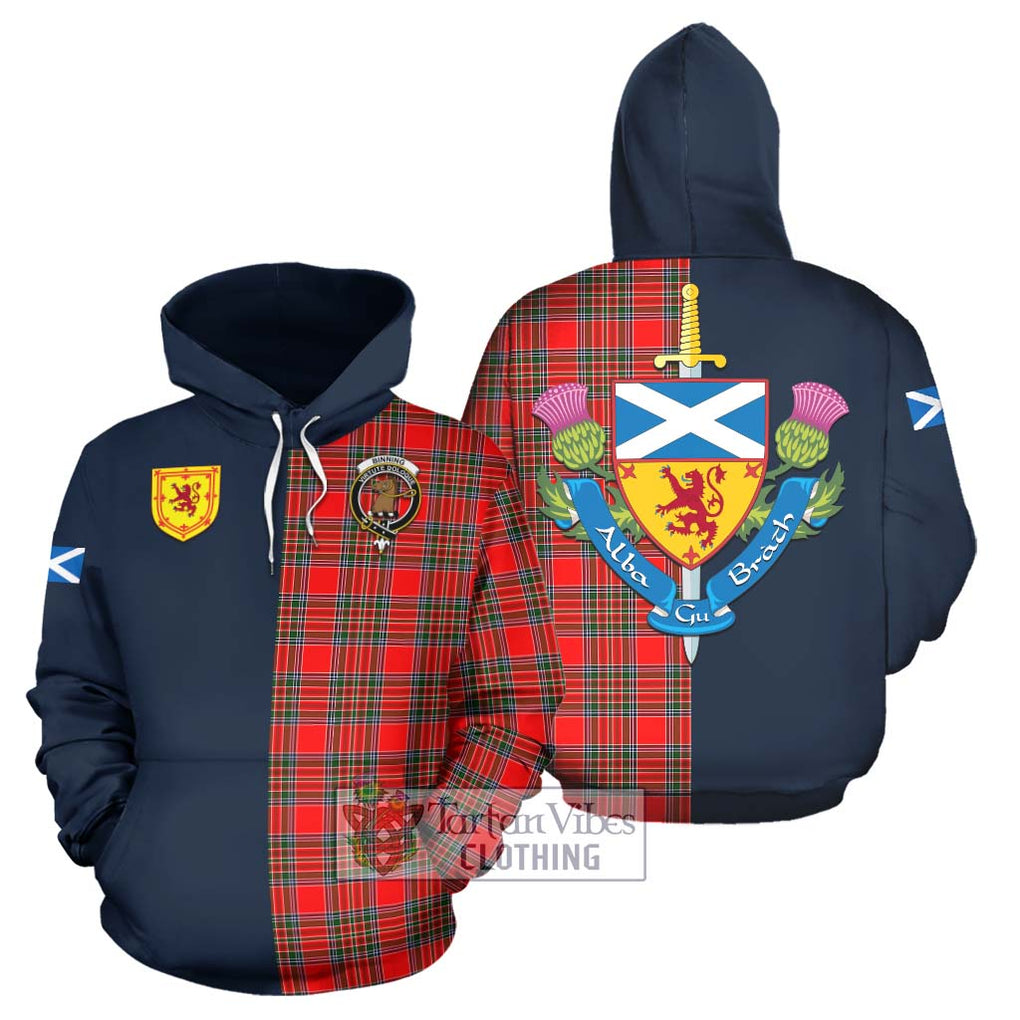 Tartan Vibes Clothing Binning Tartan Hoodie with Scottish Lion Royal Arm Half Style