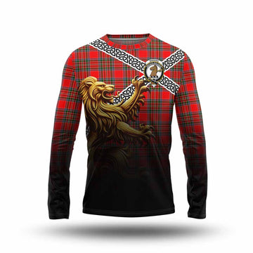 Binning Crest Tartan Long Sleeve T-Shirt with Golden Lion Emblem Celtic Style Unisex - Tartan Vibes Clothing