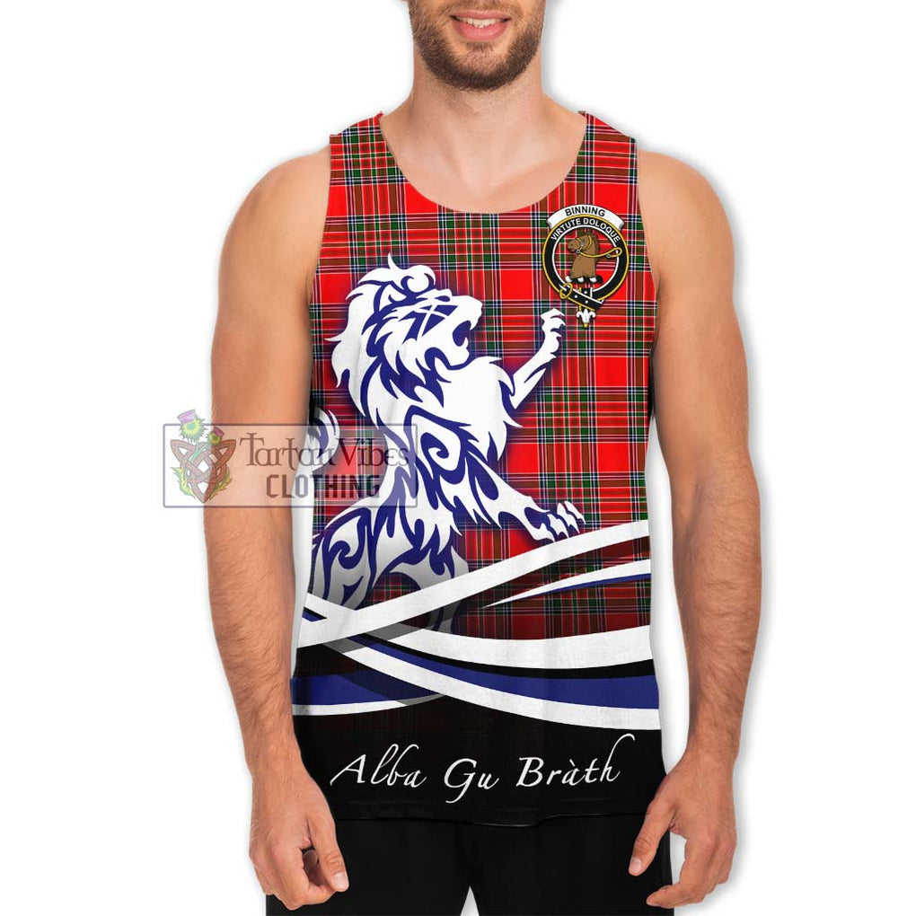 Binning Tartan Men's Tank Top with Alba Gu Brath Regal Lion Emblem Men - Tartanvibesclothing Shop