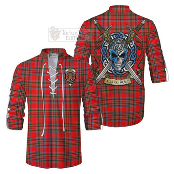 Binning Tartan Ghillie Kilt Shirt with Family Crest Celtic Skull Style