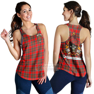 Binning Tartan Women's Racerback Tanks with Family Crest and Bearded Skull Holding Bottles of Whiskey