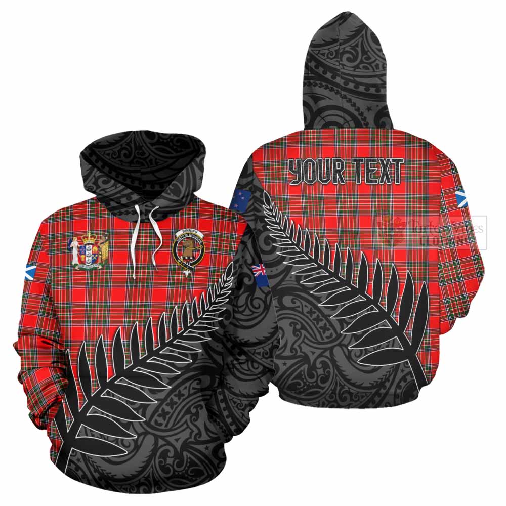 Tartan Vibes Clothing Binning Crest Tartan Hoodie with New Zealand Silver Fern Half Style