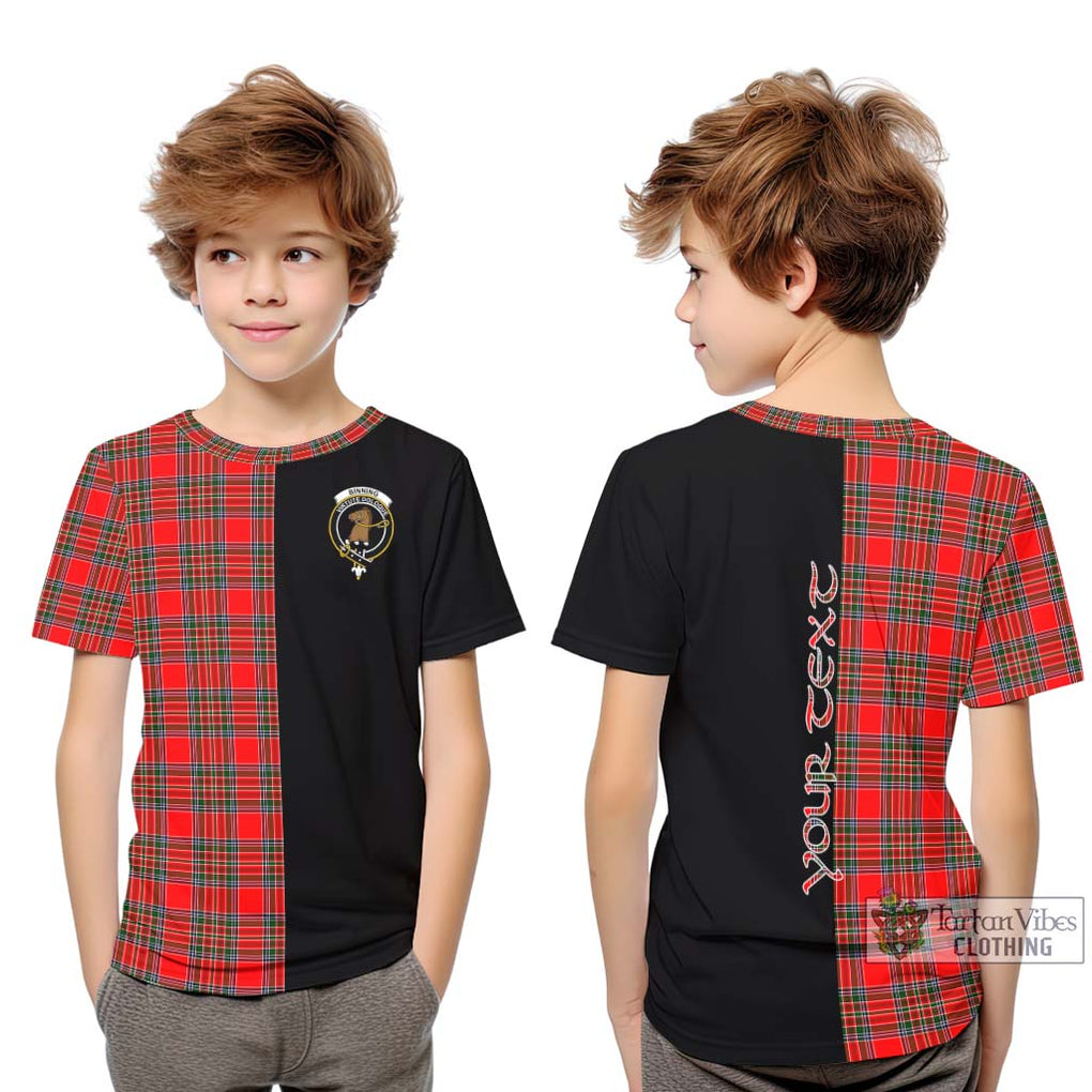 Binning Tartan Kid T-Shirt with Family Crest and Half Of Me Style Youth XL Size14 - Tartanvibesclothing Shop