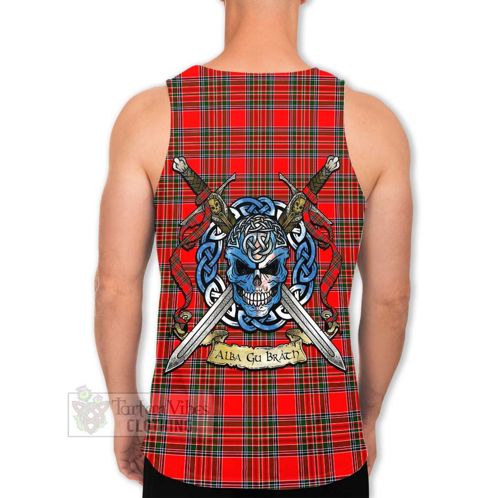 Tartan Vibes Clothing Binning Tartan Men's Tank Top with Family Crest Celtic Skull Style