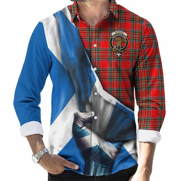 Binning Tartan Long Sleeve Button Shirt with Family Crest Scotland Patriotic Style