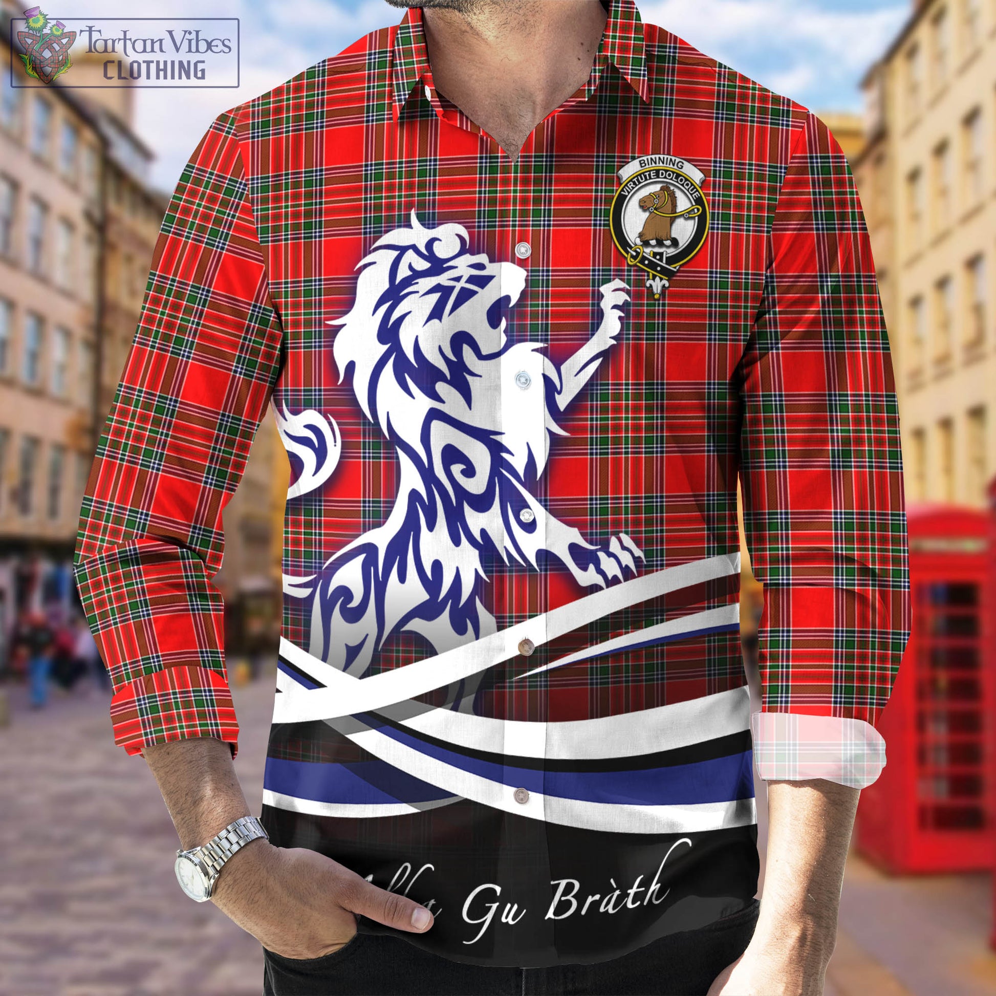 binning-tartan-long-sleeve-button-up-shirt-with-alba-gu-brath-regal-lion-emblem