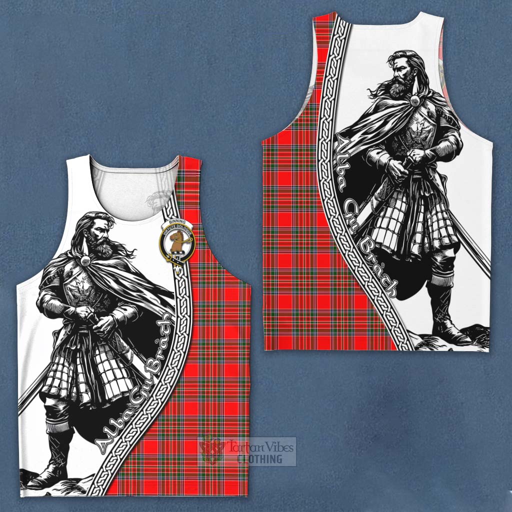 Tartan Vibes Clothing Binning Tartan Clan Crest Men's Tank Top with Highlander Warrior Celtic Style