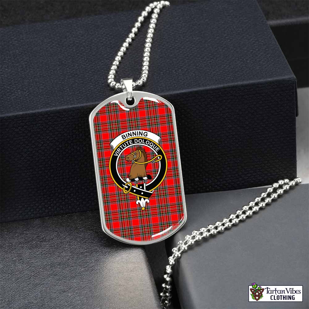 Tartan Vibes Clothing Binning Tartan Dog Tag Necklace with Family Crest