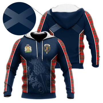 Binning Tartan Knitted Hoodie with Family Crest and Scottish Thistle Vibes Sport Style