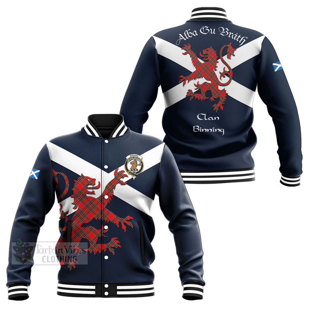 Tartan Vibes Clothing Binning Tartan Lion Rampant Baseball Jacket – Proudly Display Your Heritage with Alba Gu Brath and Clan Name