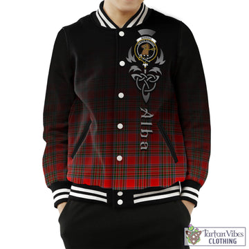 Binning Tartan Baseball Jacket Featuring Alba Gu Brath Family Crest Celtic Inspired