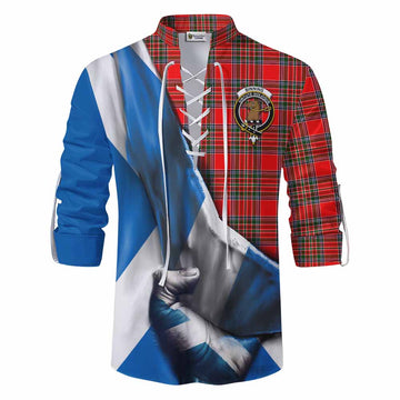 Binning Tartan Ghillie Kilt Shirt with Family Crest Scotland Patriotic Style