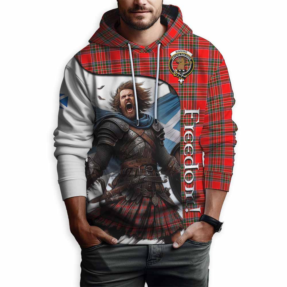 Tartan Vibes Clothing Binning Crest Tartan Hoodie Inspired by the Freedom of Scottish Warrior