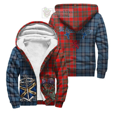 Binning Tartan Sherpa Hoodie Happy St. Andrew's Day Half Tartan Style