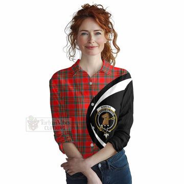 Binning Tartan Women's Casual Shirt with Family Crest Circle Style