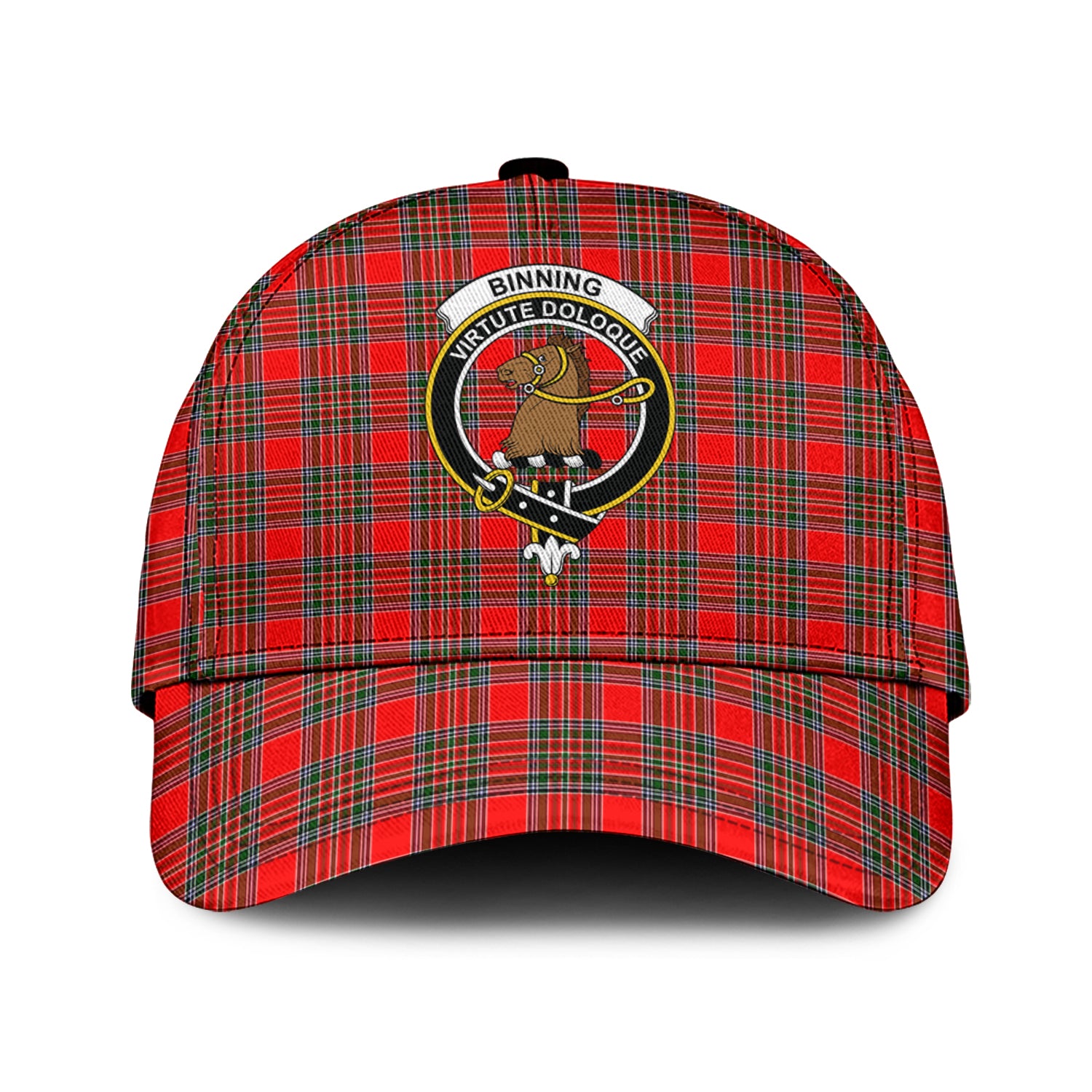 Binning Tartan Classic Cap with Family Crest Classic Cap Universal Fit - Tartan Vibes Clothing