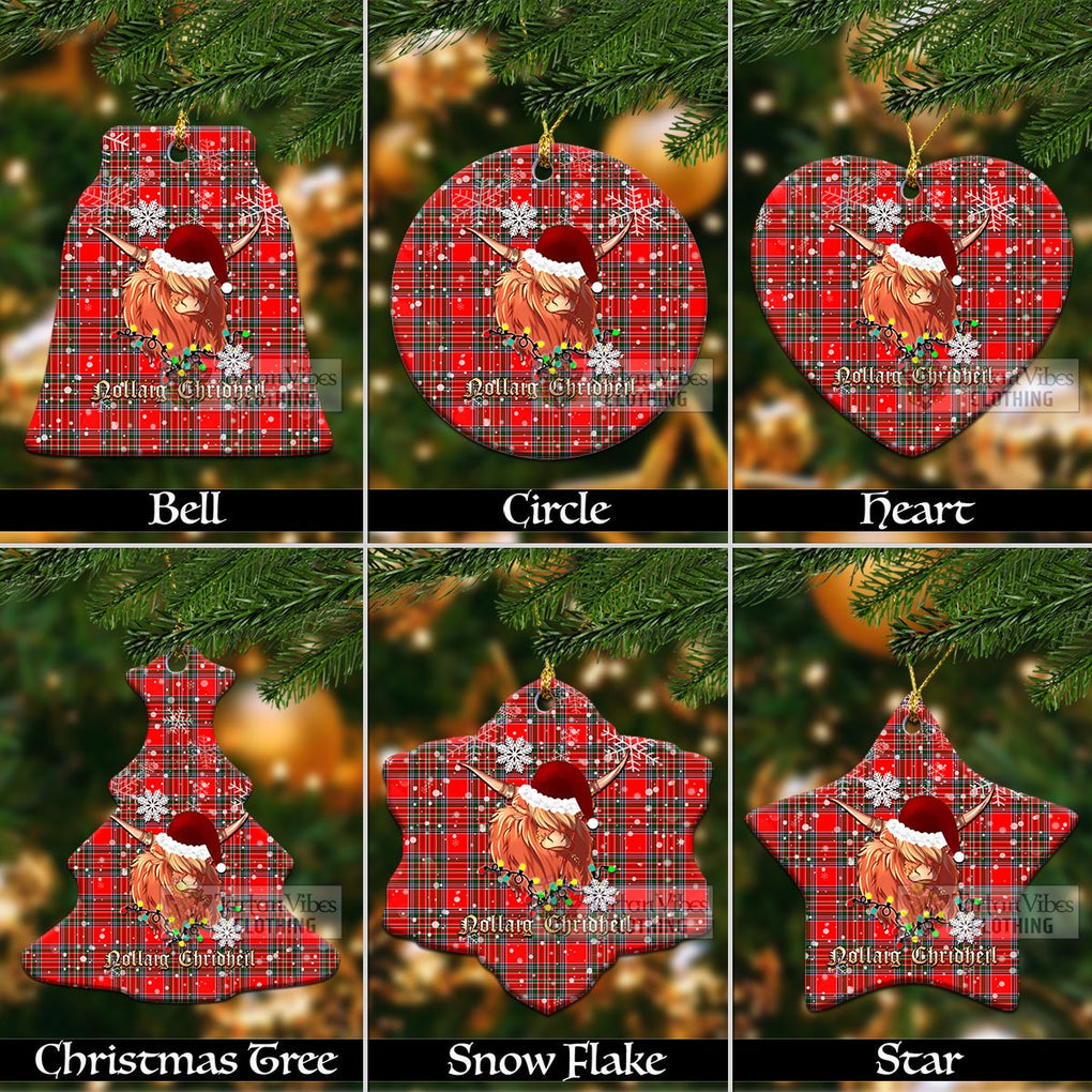 Tartan Vibes Clothing Binning Clan Tartan Ornament with Christmas Twinkle Highland Cattle