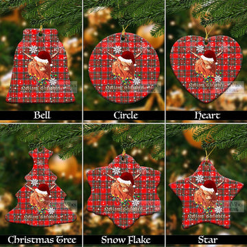 Binning Clan Tartan Ornament with Christmas Twinkle Highland Cattle