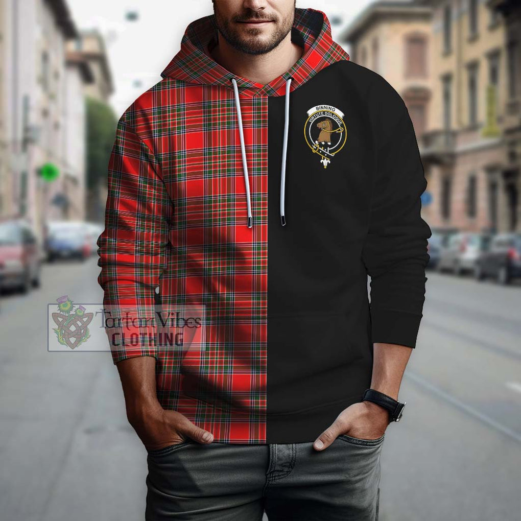 Binning Tartan Hoodie with Family Crest and Half Of Me Style Zip Hoodie - Tartanvibesclothing Shop