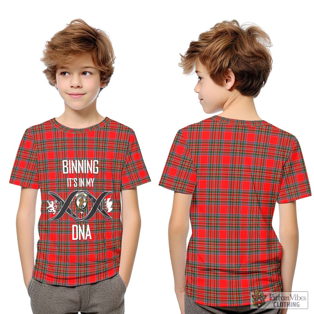 Binning Tartan Kid T-Shirt with Family Crest DNA In Me Style Youth XL Size14 - Tartanvibesclothing Shop