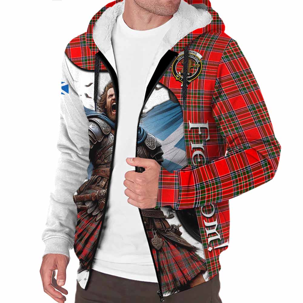 Tartan Vibes Clothing Binning Crest Tartan Sherpa Hoodie Inspired by the Freedom of Scottish Warrior