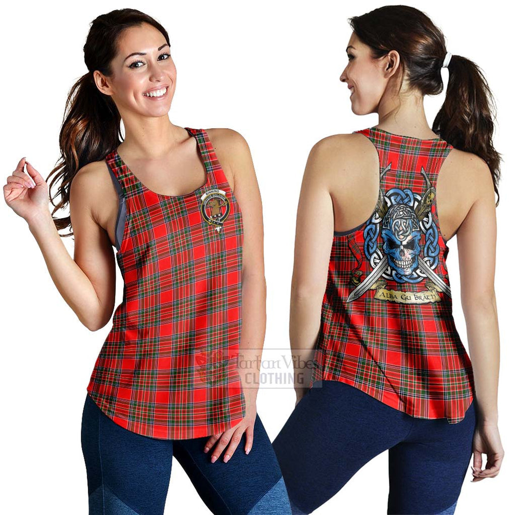 Tartan Vibes Clothing Binning Tartan Women's Racerback Tanks with Family Crest Celtic Skull Style