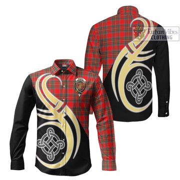 Binning Tartan Long Sleeve Button Shirt with Family Crest and Celtic Symbol Style