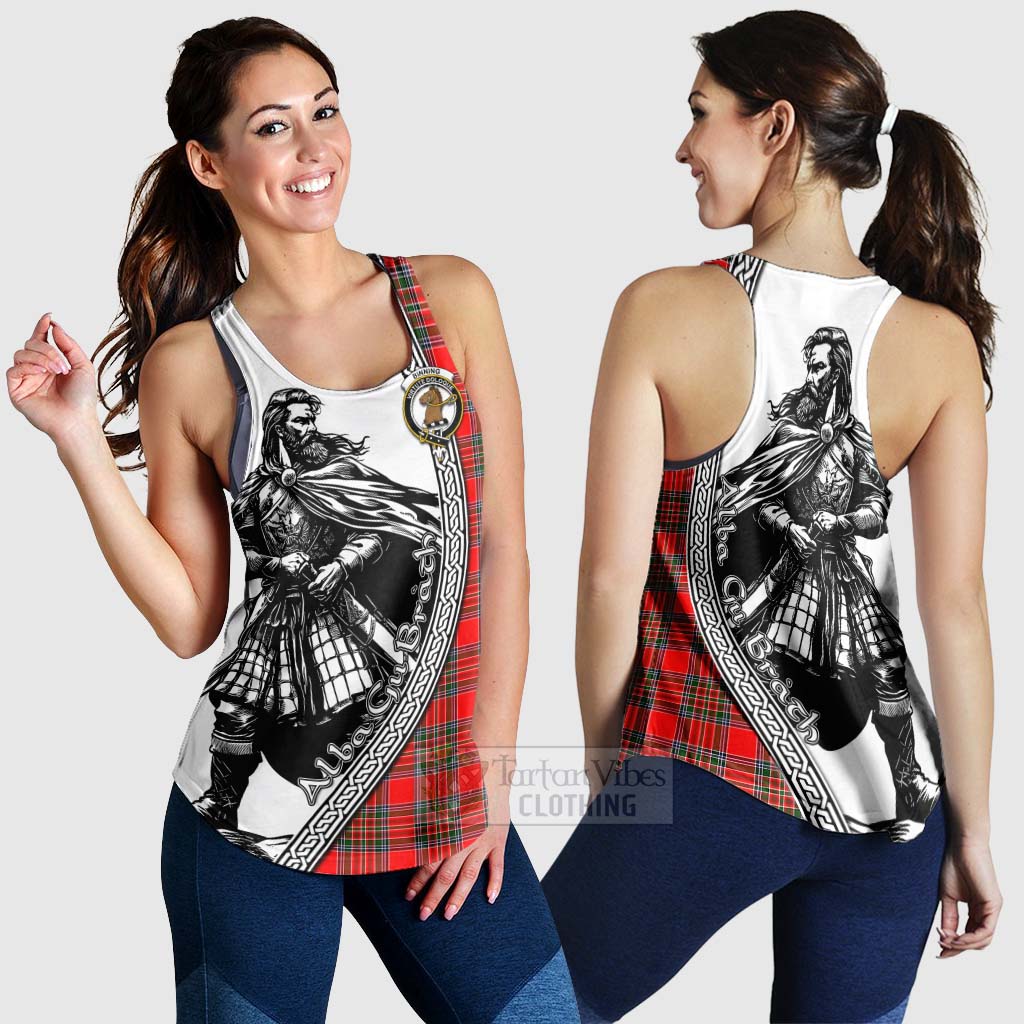 Tartan Vibes Clothing Binning Tartan Clan Crest Women's Racerback Tanks with Highlander Warrior Celtic Style