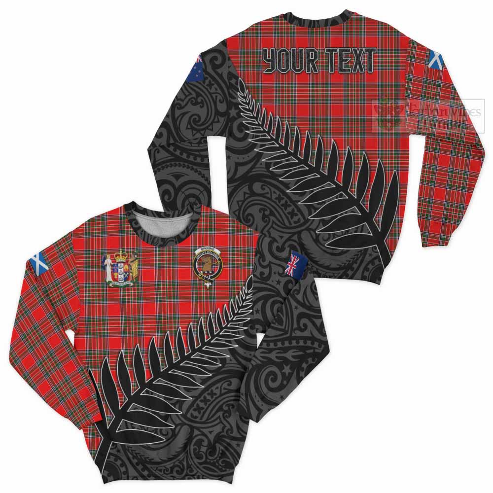 Tartan Vibes Clothing Binning Crest Tartan Sweatshirt with New Zealand Silver Fern Half Style