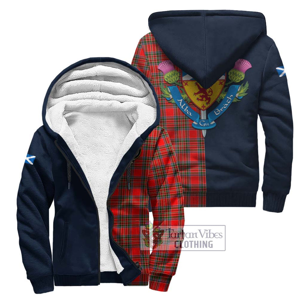 Tartan Vibes Clothing Binning Tartan Sherpa Hoodie with Scottish Lion Royal Arm Half Style