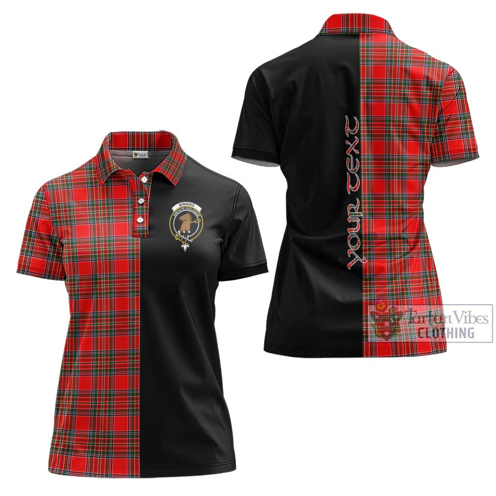 Binning Tartan Women's Polo Shirt with Family Crest and Half Of Me Style Women - Tartanvibesclothing Shop